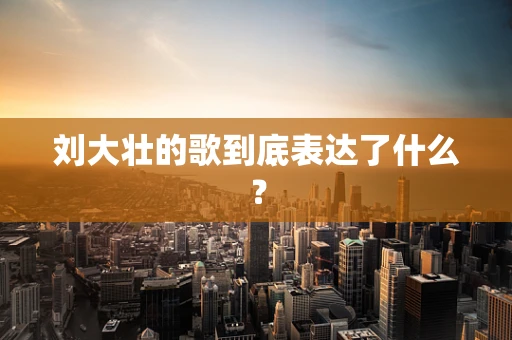 刘大壮的歌到底表达了什么？