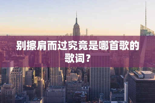 别擦肩而过究竟是哪首歌的歌词？