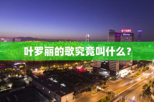 叶罗丽的歌究竟叫什么？