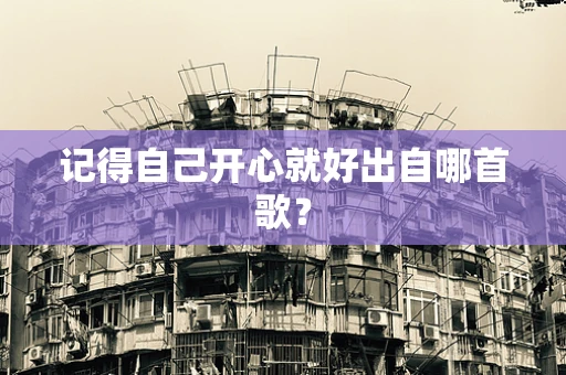 记得自己开心就好出自哪首歌？