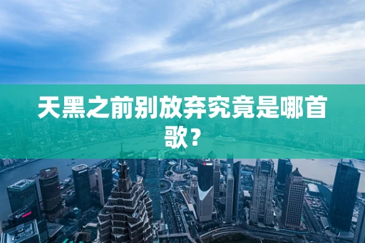 天黑之前别放弃究竟是哪首歌？