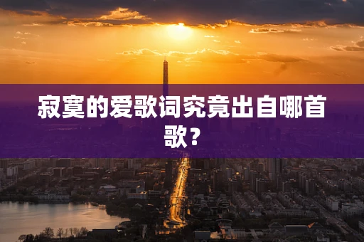 寂寞的爱歌词究竟出自哪首歌？